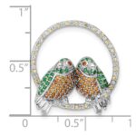 Sterling Silver Rhodium-plated CZ Birds on Perch Chain Slide - Image 3