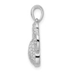 Sterling Silver Rhodium-plated Polished CZ Paw Print Pendant - Image 2