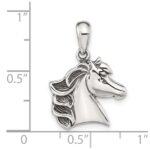 Sterling Silver Antiqued Polished Horse Pendant - Image 3