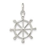Sterling Silver Polished Ship's Wheel Pendant