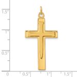 Sterling Silver Gold-plated Polished and Satin Double Cross Pendant - Image 3