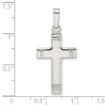Sterling Silver Polished w/Rope Ends Latin Cross Pendant - Image 3