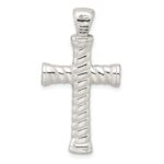 Sterling Silver Polished Twisted Hollow Large Latin Cross Pendant - Image 4