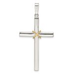 Sterling Silver w/Gold-tone X Center Hollow Cross Pendant - Image 4