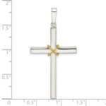 Sterling Silver w/Gold-tone X Center Hollow Cross Pendant - Image 3