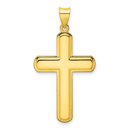 Sterling Silver Gold-tone Polished Solid Cross Pendant