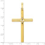 Sterling Silver Gold-tone w/Diamond-cut Center Hollow Cross Pendant - Image 3