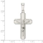 Sterling Silver Polished w/Side Lines Crucifix Pendant - Image 3