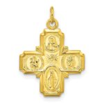 Sterling Silver Gold-tone Polished Solid Miraculous Medal Pendant