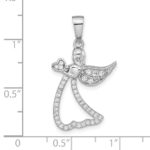 Sterling Silver Rhodium-plated CZ Angel w/ Heart Pendant - Image 3