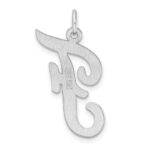 Large Sterling Silver Rhodium-plated Script Letter F Initial Charm - Image 3