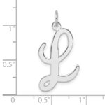 Large Sterling Silver Rhodium-plated Script Letter L Initial Charm - Image 4