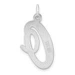 Large Sterling Silver Rhodium-plated Script Letter O Initial Charm - Image 3