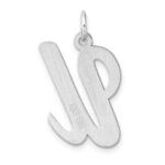 Large Sterling Silver Rhodium-plated Script Letter U Initial Charm - Image 3
