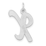 Large Sterling Silver Rhodium-plated Script Letter X Initial Charm - Image 3