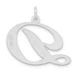 Large Sterling Silver Rhodium-plated Fancy Script Letter D Initial Charm - Image 3