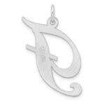 Large Sterling Silver Rhodium-plated Fancy Script Letter F Initial Charm - Image 3