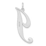 Large Sterling Silver Rhodium-plated Fancy Script Letter J Initial Charm - Image 3