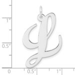 Large Sterling Silver Rhodium-plated Fancy Script Letter L Initial Charm - Image 4