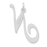 Large Sterling Silver Rhodium-plated Fancy Script Letter N Initial Charm - Image 3