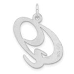 Large Sterling Silver Rhodium-plated Fancy Script Letter Q Initial Charm - Image 3