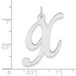 Large Sterling Silver Rhodium-plated Fancy Script Letter X Initial Charm - Image 4