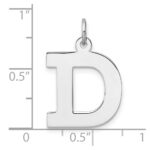 Large Sterling Silver Rhodium-plated Block Letter D Initial Charm - Image 4