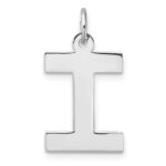 Large Sterling Silver Rhodium-plated Block Letter I Initial Charm