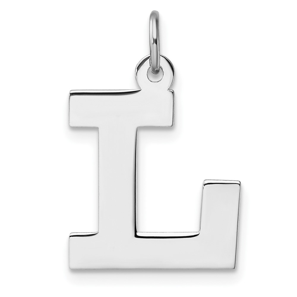 QC11255L.jpg Large Sterling Silver Rhodium-plated Block Letter L Initial Charm - Image 1