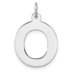 Large Sterling Silver Rhodium-plated Block Letter O Initial Charm