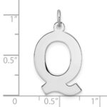 Large Sterling Silver Rhodium-plated Block Letter Q Initial Charm - Image 4