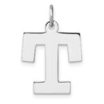 Large Sterling Silver Rhodium-plated Block Letter T Initial Charm