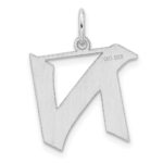 Small Sterling Silver Rhodium-plated Artisan Block Letter N Initial Charm - Image 3