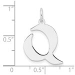 Small Sterling Silver Rhodium-plated Artisan Block Letter Q Initial Charm - Image 4