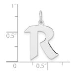 Small Sterling Silver Rhodium-plated Artisan Block Letter R Initial Charm - Image 4