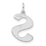 Small Sterling Silver Rhodium-plated Artisan Block Letter S Initial Charm - Image 3