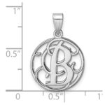 Small Sterling Silver Rhodium-plated Fancy Script Letter B Initial Pendant - Image 4