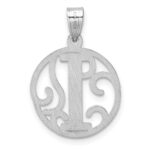 Small Sterling Silver Rhodium-plated Fancy Script Letter I Initial Pendant - Image 3
