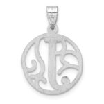 Small Sterling Silver Rhodium-plated Fancy Script Letter J Initial Pendant - Image 3
