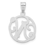 Small Sterling Silver Rhodium-plated Fancy Script Letter N Initial Pendant - Image 3