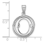 Small Sterling Silver Rhodium-plated Fancy Script Letter O Initial Pendant - Image 4