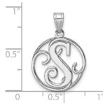 Small Sterling Silver Rhodium-plated Fancy Script Letter S Initial Pendant - Image 4