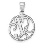 Small Sterling Silver Rhodium-plated Fancy Script Letter Y Initial Pendant