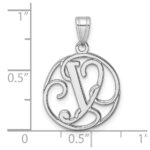 Small Sterling Silver Rhodium-plated Fancy Script Letter Y Initial Pendant - Image 4