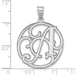 Large Sterling Silver Rhodium-plated Fancy Script Letter A Initial Pendant - Image 4
