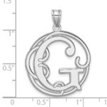 Large Sterling Silver Rhodium-plated Fancy Script Letter G Initial Pendant - Image 4