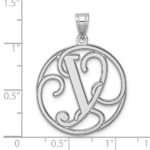 Large Sterling Silver Rhodium-plated Fancy Script Letter Y Initial Pendant - Image 4