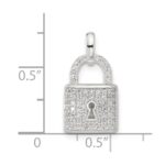 Sterling Silver E-coated CZ Lock Pendant - Image 4
