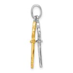 Sterling Silver Rhodium and Gold-tone 2 Piece Dangle Key Pendant - Image 2