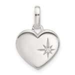 Sterling Silver E-coated CZ Heart Pendant